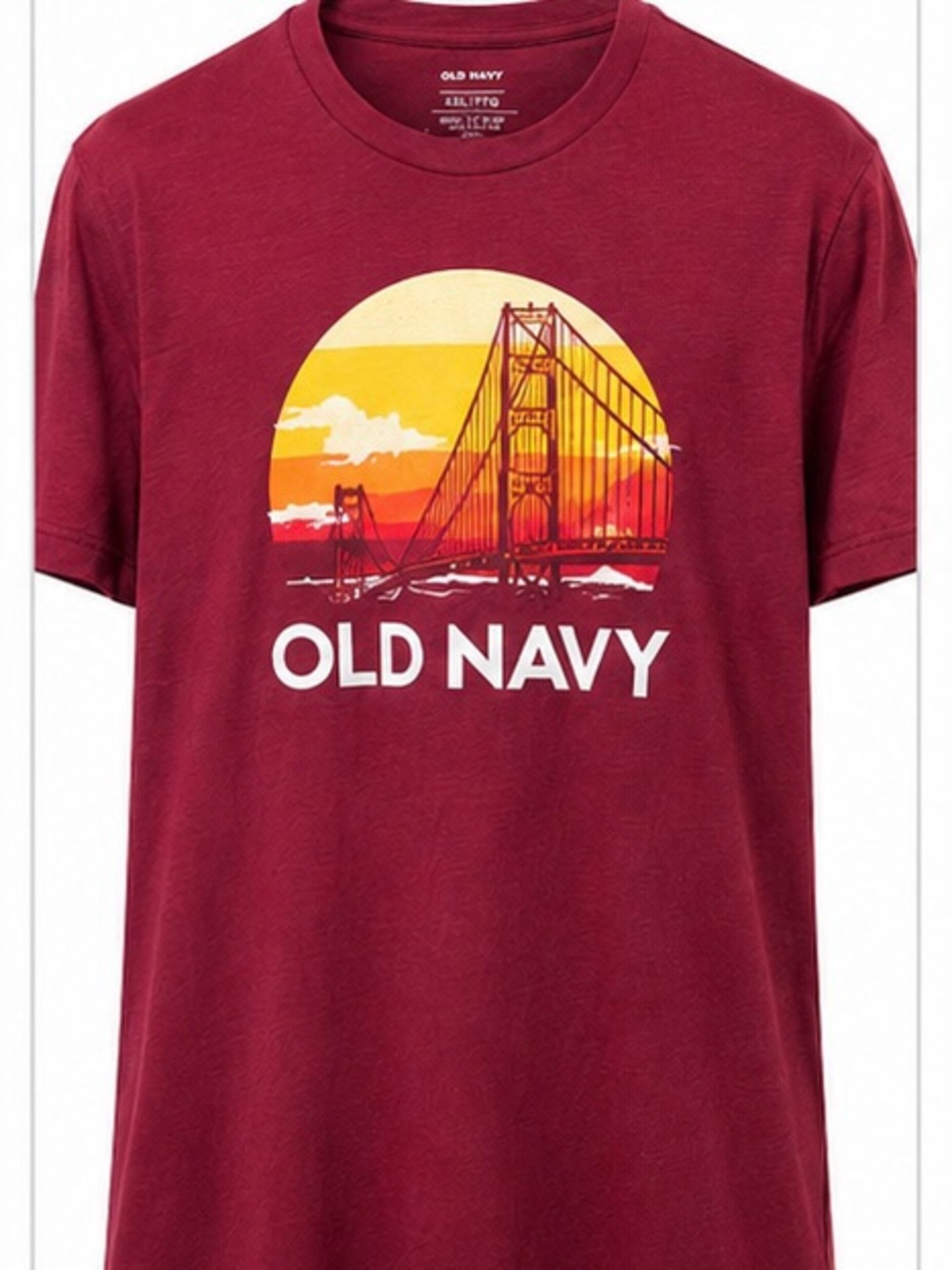 Old Navy Golden Gate Bridge Graphic Tee XXL Burgundy Short Sleeve T-Shirt